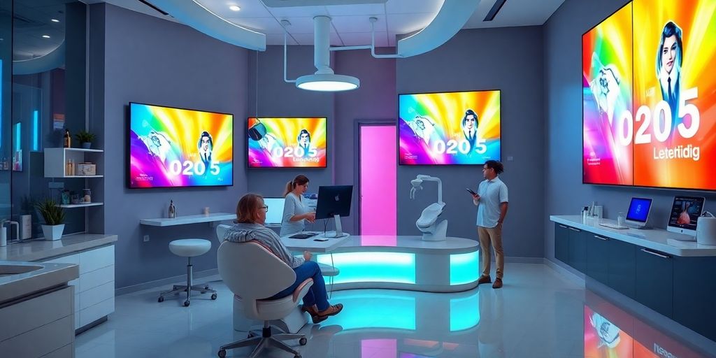 Imagen de una clínica dental moderna y publicitaria.