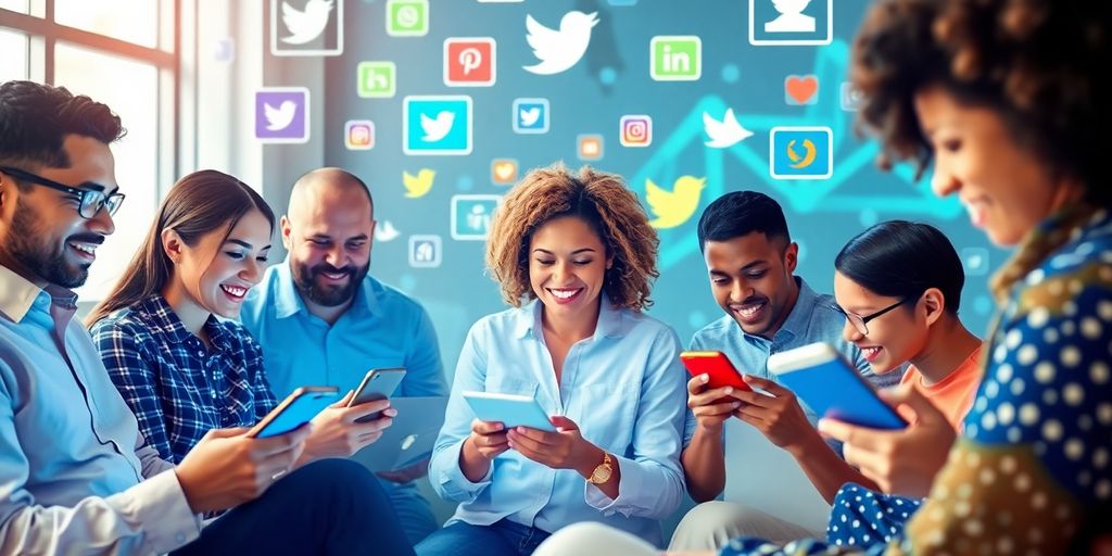 Personas usando redes sociales en un entorno digital.