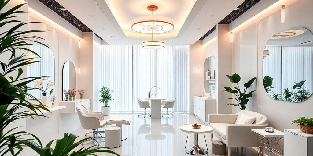 Interior elegante de una clínica estética moderna.